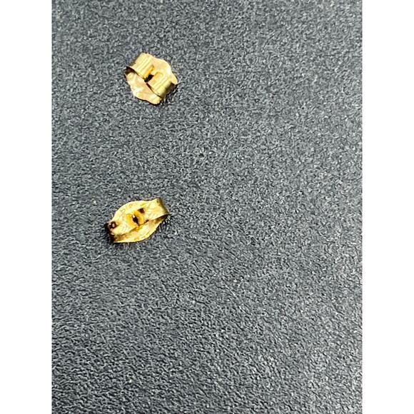 Vintage 10K Gold Blue Topaz Ridged Genuine Gemstone 40g Small Stud Earrings - Picture 8 of 14